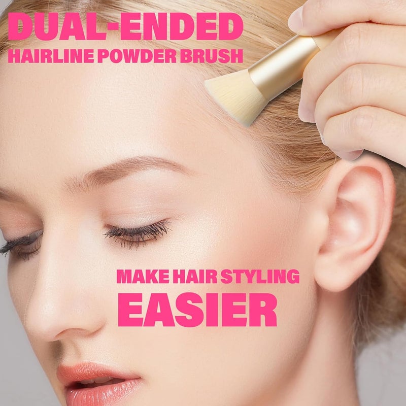 efly Dual-Ended Hair Makeup Brush, Precision Hairline Powder Brush With Sponge Tip - Seamless Blending - Root Touch Up And Hair Contour Brush (Skin Tone, 4.7 Inch) - Image 2